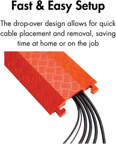 Miniatura 3 de Checkers Protector de cable ligero de 1 canal de 3 pies de largo para múltiples líneas de 1 pulgada, cubierta de cable de piso para pasarelas