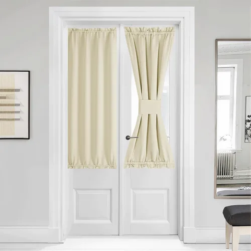 Miniatura 114 de NICETOWN Cortinas opacas unicolor con aislamiento térmico para puerta francesa, granja, oscurecimiento de habitación, puertas y ventanas de Marrón