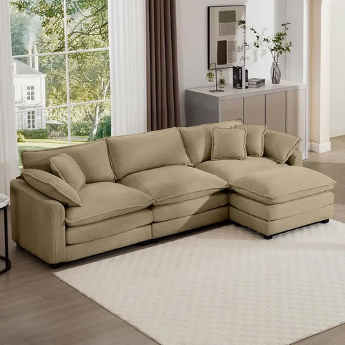 Miniatura 48 de Aoowow Sofá de dos plazas de pana, modernos sofás de nube de 2 plazas para sala de estar, sofás modulares de nube seccionales con asiento profundo