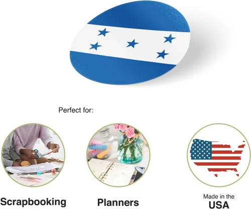 Miniatura 2 de Desert Cactus Pegatinas de vinilo con la bandera de Honduras, diseño de país, redondo, dos hojas, 50 piezas en total, con logotipo para niños, álbum