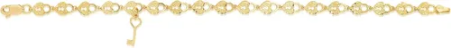 Miniatura 5 de Pulsera de oro amarillo de 10 quilates con acabado texturizado en forma de corazón y eslabones de llave, Metal, no conocido