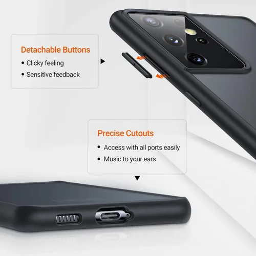 Miniatura 7 de TORRAS Funda compatible con Samsung Galaxy S21 Ultra, [probada en caídas de grado militar], funda S21 Ultra, parte trasera dura mate translúcida