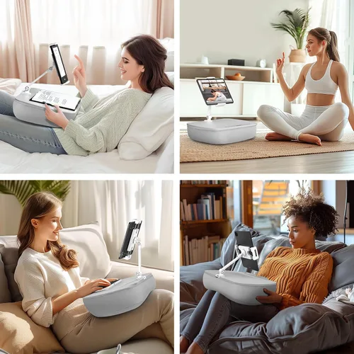 Miniatura 4 de ERGONOV Almohada de frijoles para regazo acogedora Kindle con soporte ajustable para brazo, soporte de tableta de 360°, se adapta a Kindle