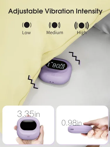 Miniatura 4 de Roxicosly Reloj despertador vibratorio súper fuerte para durmientes pesados, reloj agitador de cama de vibración ajustable debajo de la almohada