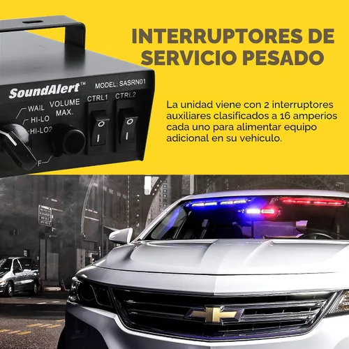 Miniatura 4 de Kit de sistema de sirena de policía LAMPHUS SoundAlert 12V 100W [Altavoz delgado] [118-124dB] [Micrófono de mano] [Sin manos] Sirena de advertencia
