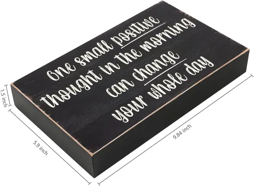 Miniatura 3 de Esur Positive Thought - Decoración de madera para escritorio de oficina en casa, estante inspirador, accesorios de decoración de pared para mujeres