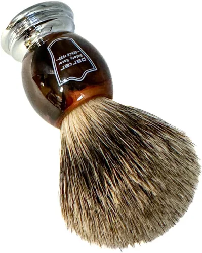 Miniatura 5 de Parker - Cepillo de afeitar de tejón puro de 3 bandas con cuerno sintético y mango cromado + soporte, nudo suave de 0.866 pulgadas para espuma