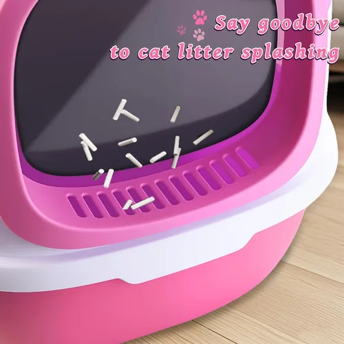 Miniatura 5 de Caja de arena para gatos con tapete de arena, caja de arena grande de 20 x 15 x 15 pulgadas para gatos grandes, cajas de arena extraíbles cerradas