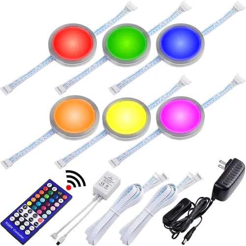 RGBWW - Kit de luces LED para debajo del gabinete, iluminación de vitrinas de colección, multicolor intercambiable y blanco cálido, regulable