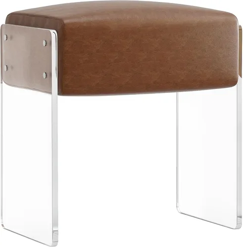 Miniatura 11 de Taburete de tocador y reposapiés - Moderno taburete de tocador y reposapiés con patas de lana y acrílico para sala de maquillaje, sala de estar