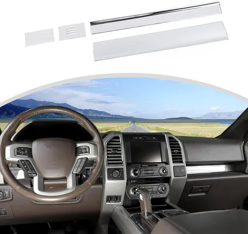 Miniatura 10 de CheroCar Para F150 - Panel de cubierta de consola central, accesorios de decoración para Ford F150 2015-2020, grano de madera negra..