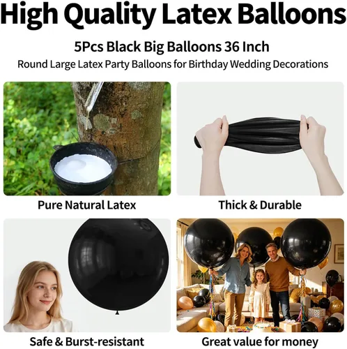 Miniatura 9 de 32 piezas de globos grandes morados de 18 pulgadas, globos redondos grandes de látex para decoración de cumpleaños y bodas. (morado)