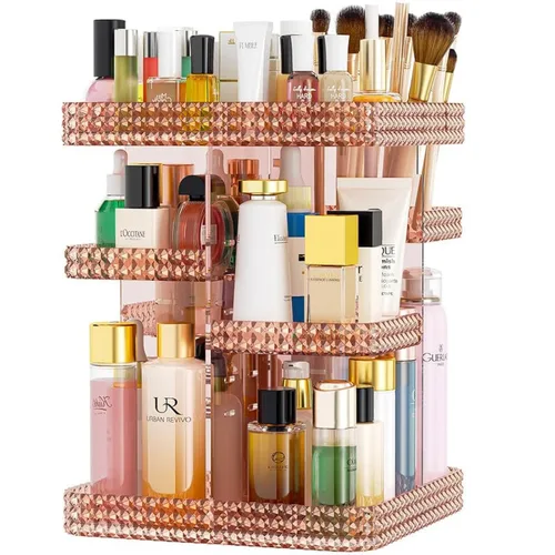 Miniatura 9 de Organizador de maquillaje giratorio de 360°, organizador de perfumes de gran capacidad, almacenamiento de cosméticos, tocador, encimera, se adapta a