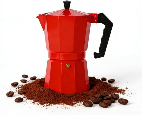Miniatura 10 de Cafetera italiana de aluminio Moka Pot Espresso (3 tazas) (6 tazas) (9 tazas) (Beige+madera, 3 tazas de espresso)