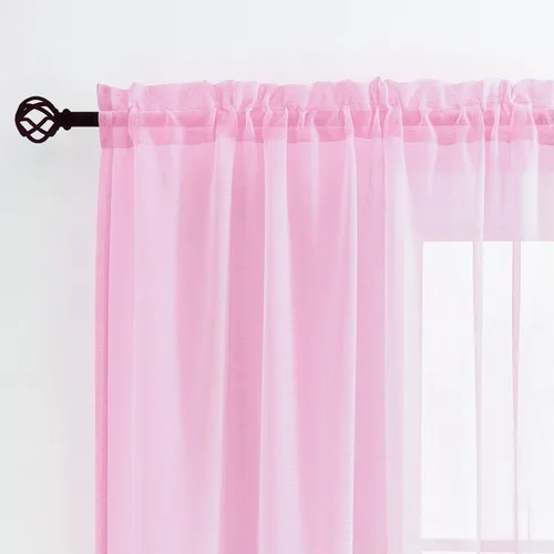 Miniatura 10 de Cortinas para ventana cortinas blancas traslúcidas de 90 pulgadas de largo, 2 paneles de cortinas de tul, paneles de ventana para cortinas de Blanco