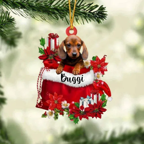 Miniatura 164 de Perro Akita Inu personalizado en bolsa de regalo, adorno de Navidad, nombre personalizado, regalo para amantes de los perros, familia, Navidad