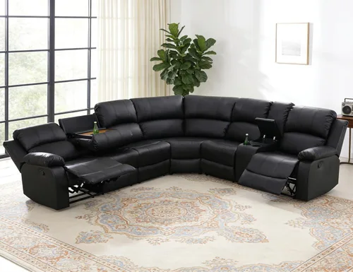 Miniatura 25 de Juego de sofá seccional reclinable manual, juegos de muebles de sala de estar, sofá seccional en forma de L y 2 sillas, cómodo sofá reclinable