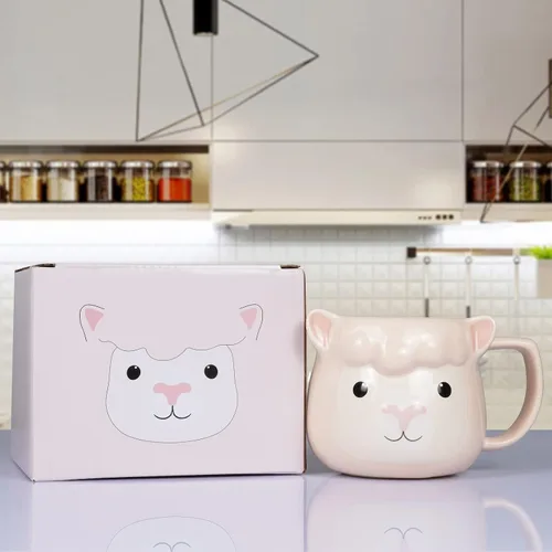 Miniatura 3 de Taza de Café de Cerámica ToCooTo de 14 oz con Diseño de Llama, Taza de Café 3D de Porcelana para Té, Taza de Noveldad para Mujeres, Regalos
