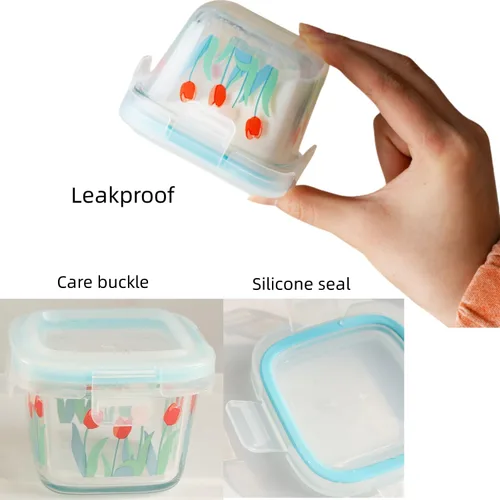 Miniatura 3 de Ivymei Paquete de 2 mini recipientes de vidrio con tapas, pequeños contadores de almacenamiento de alimentos de tulipán para porciones de alimentos