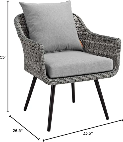 Miniatura 7 de Modway EEI-3176-GRY-GRY-SET - Sillón Endeavor de mimbre para patio al aire libre, 2 sillones, gris