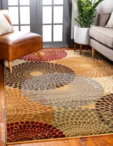 Unique Loom Barista Collection - Alfombra moderna a cuadros, contemporánea, multicapas, Polipropileno, Beige/Negro