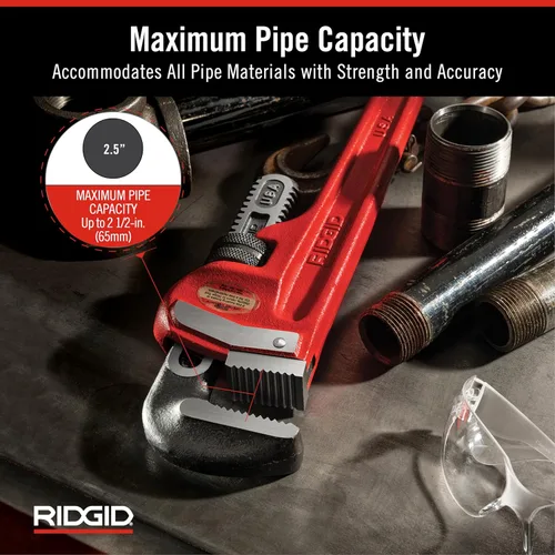 Miniatura 4 de RIDGID 31025 Llave de tubo recta modelo 18 resistente, llave de fontanería de 18 pulgadas