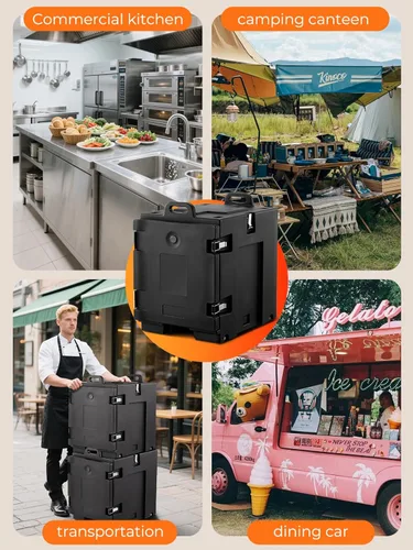 Miniatura 8 de Calentador de alimentos con ruedas, calentador de alimentos de carga frontal de 82 cuartos de galón, contenedor de alimentos aislado LLDPE con asas