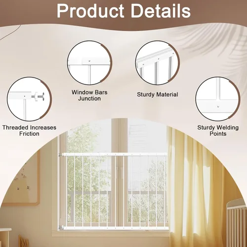 Miniatura 9 de Fairy Baby Protectores de ventana para niños y niños, ajustable de 36.3 a 61.4 pulgadas, protector de ventana de seguridad para niños que evita