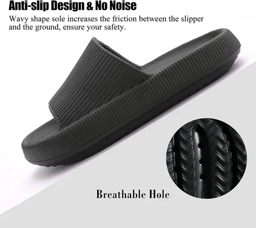Miniatura 6 de IGIGRING Sandalias de nube para mujeres y hombres, pantuflas de almohada antideslizantes súper suaves con suela gruesa, pantuflas de ducha