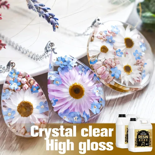 Miniatura 2 de Kit de Resina Epoxi Teexpert: Resina de Fundición de 76OZ Cristal Transparente Amarilla Resistente Autonivelante para Arte, Manualidades DIY