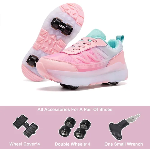Miniatura 4 de Zapatos de patinaje para mujeres y niñas, tenis con ruedas desmontables, zapatos deportivos adecuados para Halloween, Navidad, regalos de fiesta