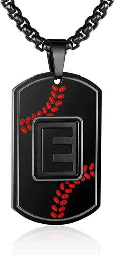 Miniatura 35 de A-Z Collar con etiqueta de perro para hombre, dije de béisbol, cadena de acero inoxidable de 22 + 2 pulgadas, regalo de joyería personalizado