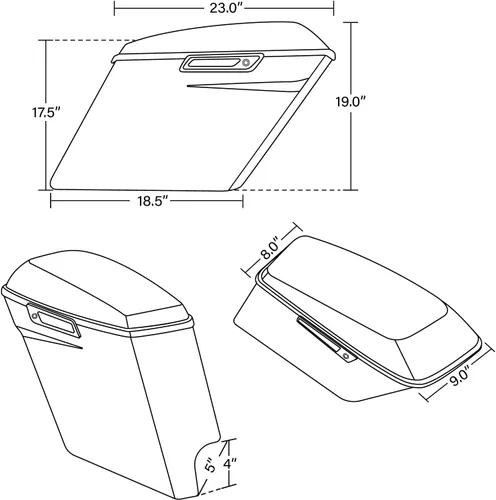 Miniatura 4 de XMT-MOTO Alforjas rígidas extendidas de 5 pulgadas para Harley Touring FLT, FLHT, FLHTCU, FLHRC, Road King, Road Glide, Street Glide, Electra Glide