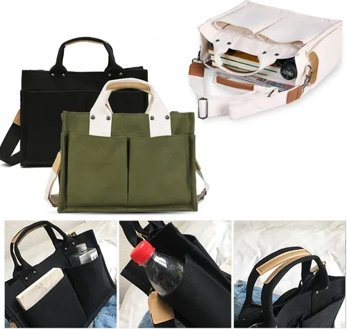Miniatura 6 de Valleycomfy Bolsas de lona para mujer, bolsos de hombro grandes, bolsos de mano, monedero, carteras, múltiples bolsillos, bolsas de trabajo casuales