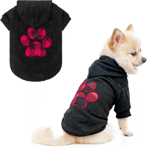 Miniatura 19 de KOOLTAIL Sudadera a cuadros con capucha, con gorro y bolsillo, para perros pequeños, medianos y grandes y gatos, abrigo suave y cálido para invierno
