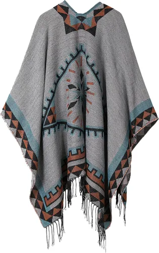 Miniatura 19 de Chales cálidos para mujer, cárdigan con frente abierto, estilo vintage, poncho