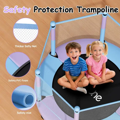 Miniatura 2 de Fitinone - Cama elástica para niños, de 5 pies, para interiores y exteriores, con malla de seguridad, regalos de cumpleaños para niños, regalos
