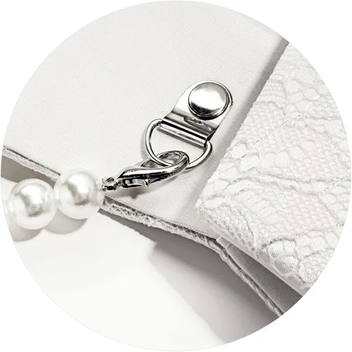 Miniatura 7 de Mulian LilY Bolso de embrague con asa superior de perla de satén de encaje floral de alta calidad con cadena desmontable flor boda bolsa nupcial
