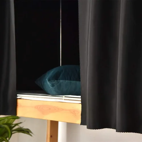 Miniatura 3 de Cortinas opacas de tamaño matrimonial, tela de privacidad para hombres, mujeres y adolescentes, color negro, 47.2 pulgadas de largo