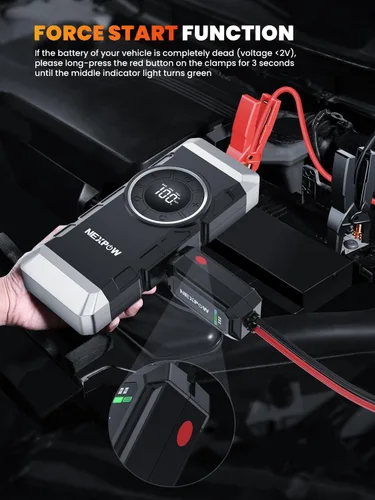 Miniatura 2 de NEXPOW Arrancador de batería de coche con compresor de aire pico de 3000 A, caja de arranque portátil de 12 V 150 PSI para motores de gasolina