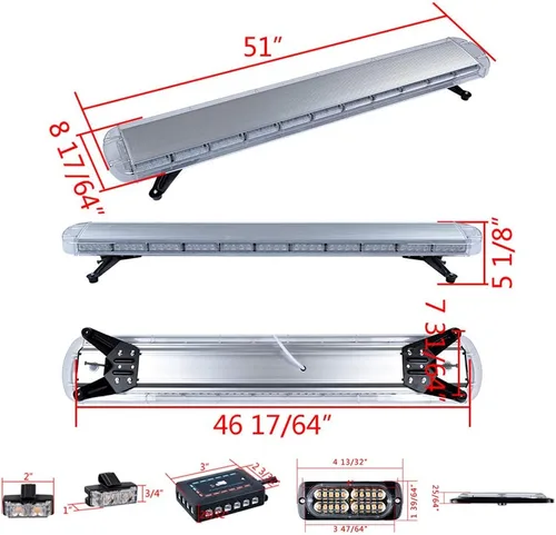 Miniatura 2 de CORP Combo ámbar de advertencia de emergencia de 51 pulgadas 96 LED barra de luz estroboscópica en la azotea con 8 piezas ultra fina de 20 LED flash