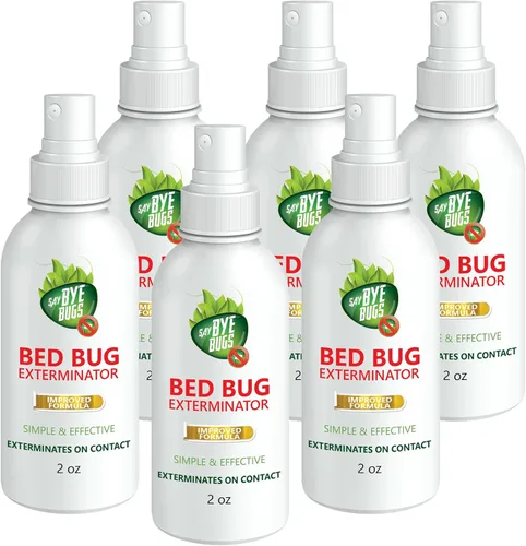 Say Bye Bugs Aerosol para chinches de cama tamaño de viaje, no tóxico y mata al contacto. Spray antimanchas y olor. Nueva fórmula para deshacerse de