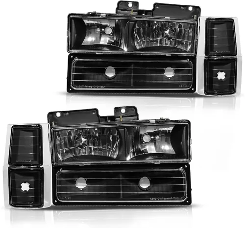 DWVO Conjunto de faros delanteros compatible con Chevy Silverado 1994-1999 1500 2500 3500, Suburban 1500 2500 1995-1999 Tahoe faro con luces de