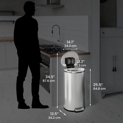 Miniatura 6 de iTouchless Glide - Cubo de basura de 23 galones (87 litros) con sensor, ruedas y sistema de control de olores, acero inoxidable, automático, cocina