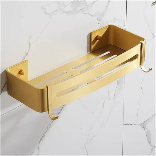 Miniatura 6 de Estante esquinero de baño, estante de baño montado en la pared, estante de ducha de baño de aluminio dorado cepillado, soporte para champú de baño