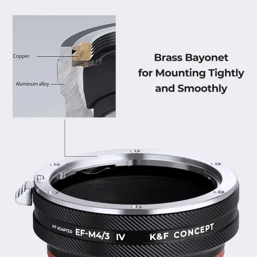 Miniatura 5 de K&F Concept Adaptador de montaje de lente EOS-M4/3 IV enfoque manual compatible con lente Canon (EF/EF-S) y cuerpo de cámara de montaje micro cuatro