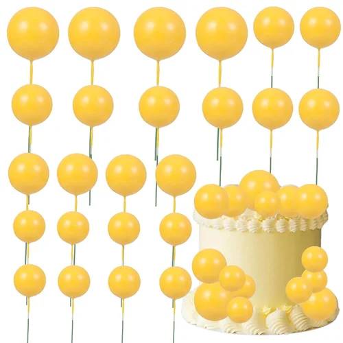 Miniatura 39 de Gyufise 30 Piezas Bolas Topper para Pastel DIY Insertables para Pastel Palillos de Bolas para Pastel Topper para Cupcakes para Fiesta de Cumpleaños