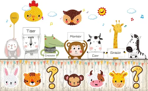 Miniatura 5 de sinceroduct Kits de calcomanías de diamantes de animales 5D DIY para niños y niñas principiantes