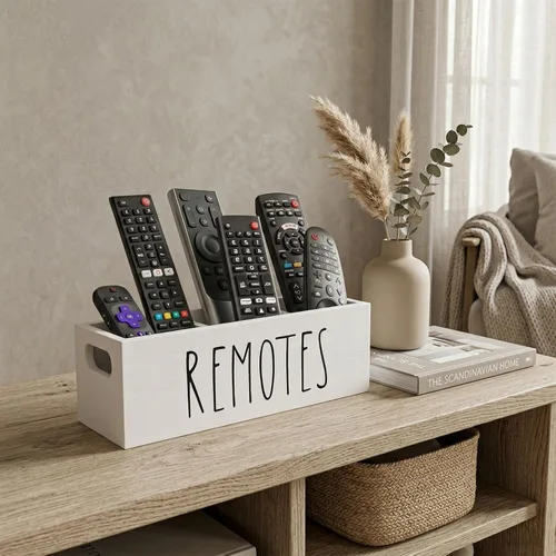 Miniatura 5 de Soporte para control remoto, organizador de almacenamiento remoto de granja, caja de controlador de TV de noche, bandeja organizadora de medios