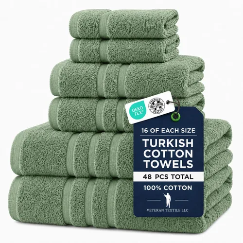 Miniatura 13 de Veteran Textile LLC - 6 piezas - Algodón turco - Juego de toallas de lujo para baño y cocina, 2 toallas de baño, 2 toallas de mano y 2 paños de baño